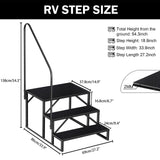 Hot Tub Steps Outdoor, 2 RV Steps with Handrail, Portable RV Stairs 3 Step, Heavy Duty Truck Camper Steps Ladders for Travel Trailers, 5th Wheel, Motor Home, Spa, and Porch