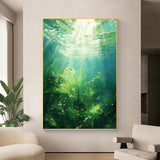 Hand Painted Oil Painting Abstract Water Scenery Oil Painting on Canvas Original Landscape Painting Living Room Home Decor Green Wall Art Custom Plant Painting