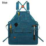 Durable Work Apron with Tool Pockets Heavy Duty Unisex Canvas Adjustable Cross-Back Straps Apron For Carpenter Painting Home BBQ