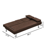 sofa bed with Armrest two holders WOOD FRAME, STAINLESS LEG, FUTON SOFA PVC
