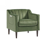 Modern Upholstered Tufted Accent Chair, Velvet Fabric Single Sofa Side Chair, Comfy Barrel Club Living Room Armchair with Solid Wood Legs for Bedroom Living Reading Room Office