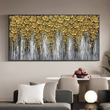 Hand Painted Oil Painting 3D Abstract Flower Landscape Oil Painting on Canvas Large Original Gold Floral Palette knife Texture Art Living Room Wall Art Home Decor