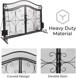 Fireplace Screen,  Metal Fire Place Cover Two-Doors Large Flat Guard Screens, Baby Safe Spark Guard Protector Wood Burning Stove Decorative Accessories