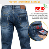 Unisex PU Leather Wallet RFID Blocking Slim Bifold Credit Card Holder with Money Clip