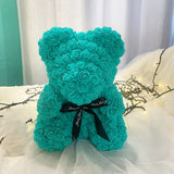 Gifts for Women - Rose Bear - Rose Flower Bear Hand Made Rose Teddy Bear - Gift for Valentines Day;  Mothers Day;  Wedding and Anniversary & Bridal Showers - w/Clear Clear Gift Box 10 Inch (Red)