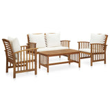 4 Piece Patio Lounge Set with Cushions Solid Acacia Wood