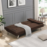 sofa bed with Armrest two holders WOOD FRAME, STAINLESS LEG, FUTON SOFA PVC