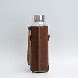 Glass water bottle with strap