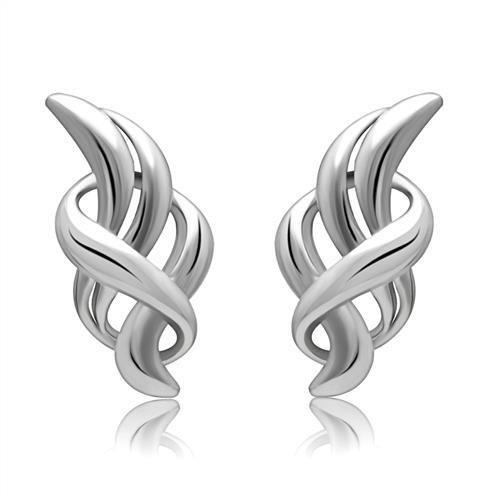 LO1991 Rhodium White Metal Earrings with No Stone