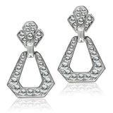 Rhodium White Metal Earrings with Top Grade Crystal in Clear