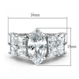 LO2091 - Rhodium Brass Ring with AAA Grade CZ  in Clear