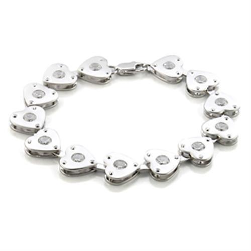LO586 - Matte Rhodium & Rhodium Brass Bracelet with AAA Grade CZ  in
