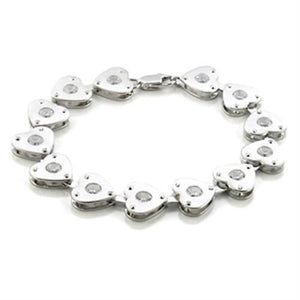 LO586 - Matte Rhodium & Rhodium Brass Bracelet with AAA Grade CZ  in